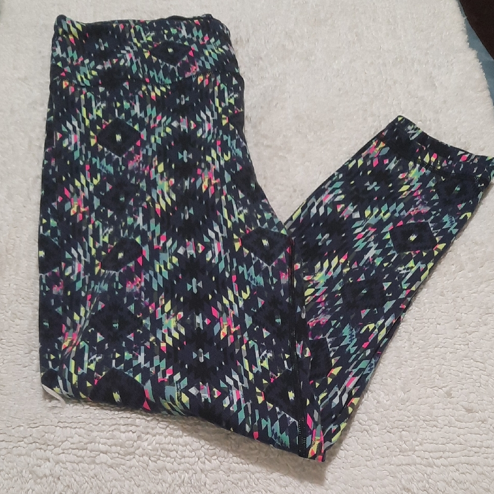 Victoria's Secret Leggings - Black with Neon Pattern